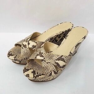 J Litvack Snake Skin Open Toe Wedge Sandals